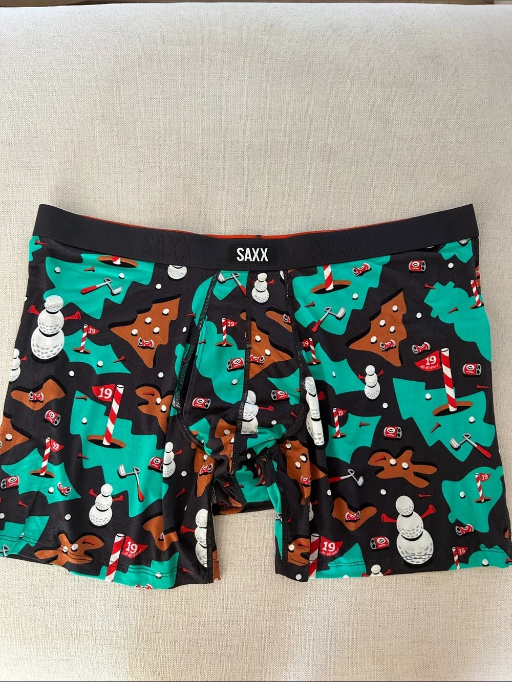 SAXX Vibe Xtra Soft 19th Hole Holiday 6” Boxer Brief, Size XXL, New open package